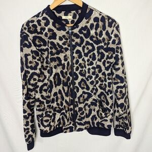 KORI AMERICA Jacket Women's Small Cheetah Print Full Zip Pockets Lightweight Top
